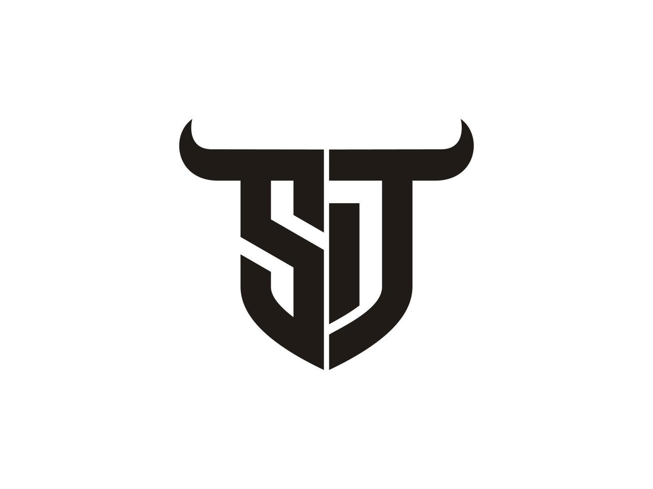 Initial ST Bull Logo Design. vector