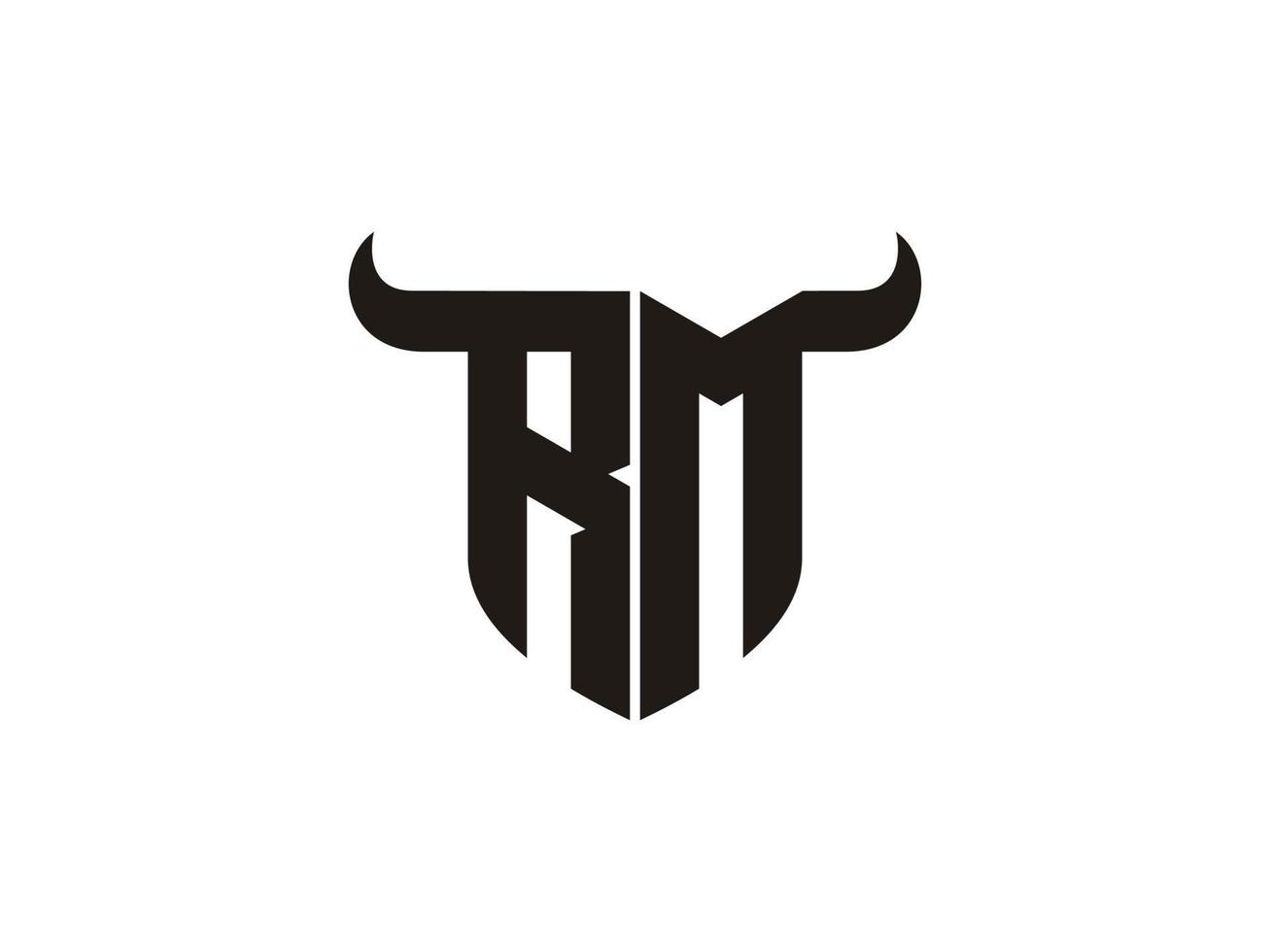Initial RM Bull Logo Design. vector