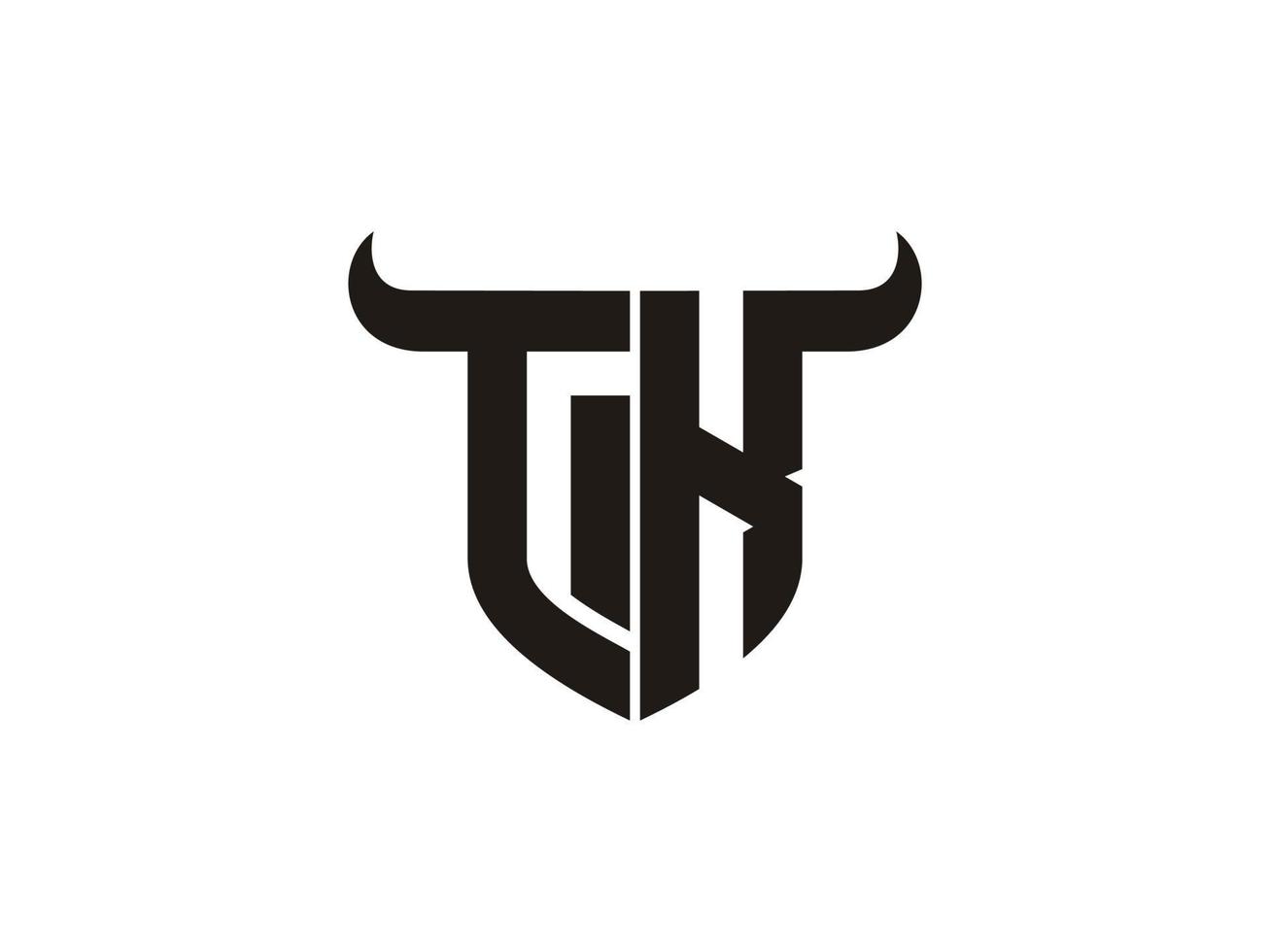 Initial TK Bull Logo Design. vector