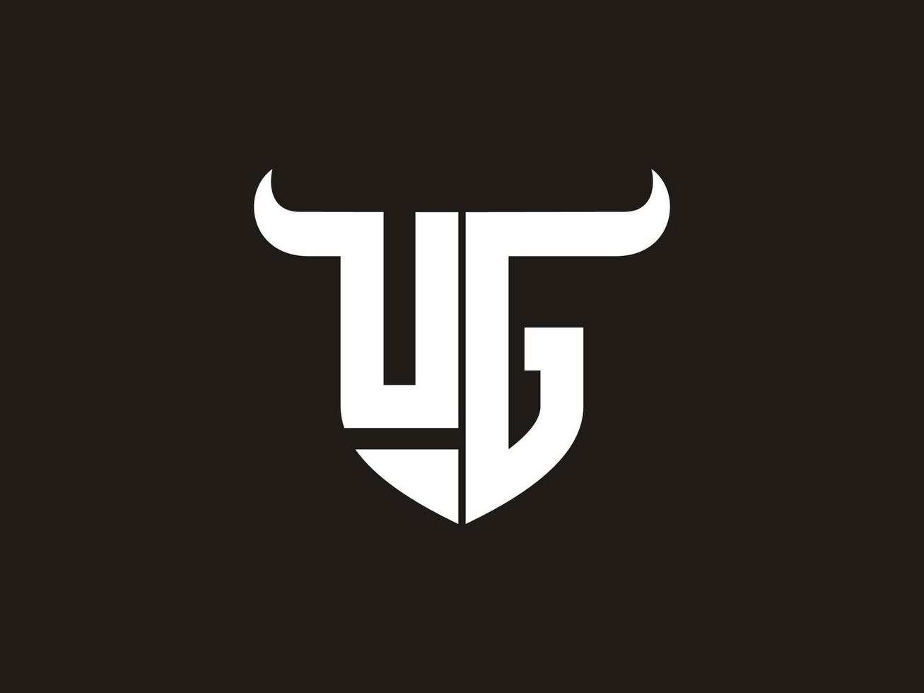 diseño inicial del logo del toro ug. vector