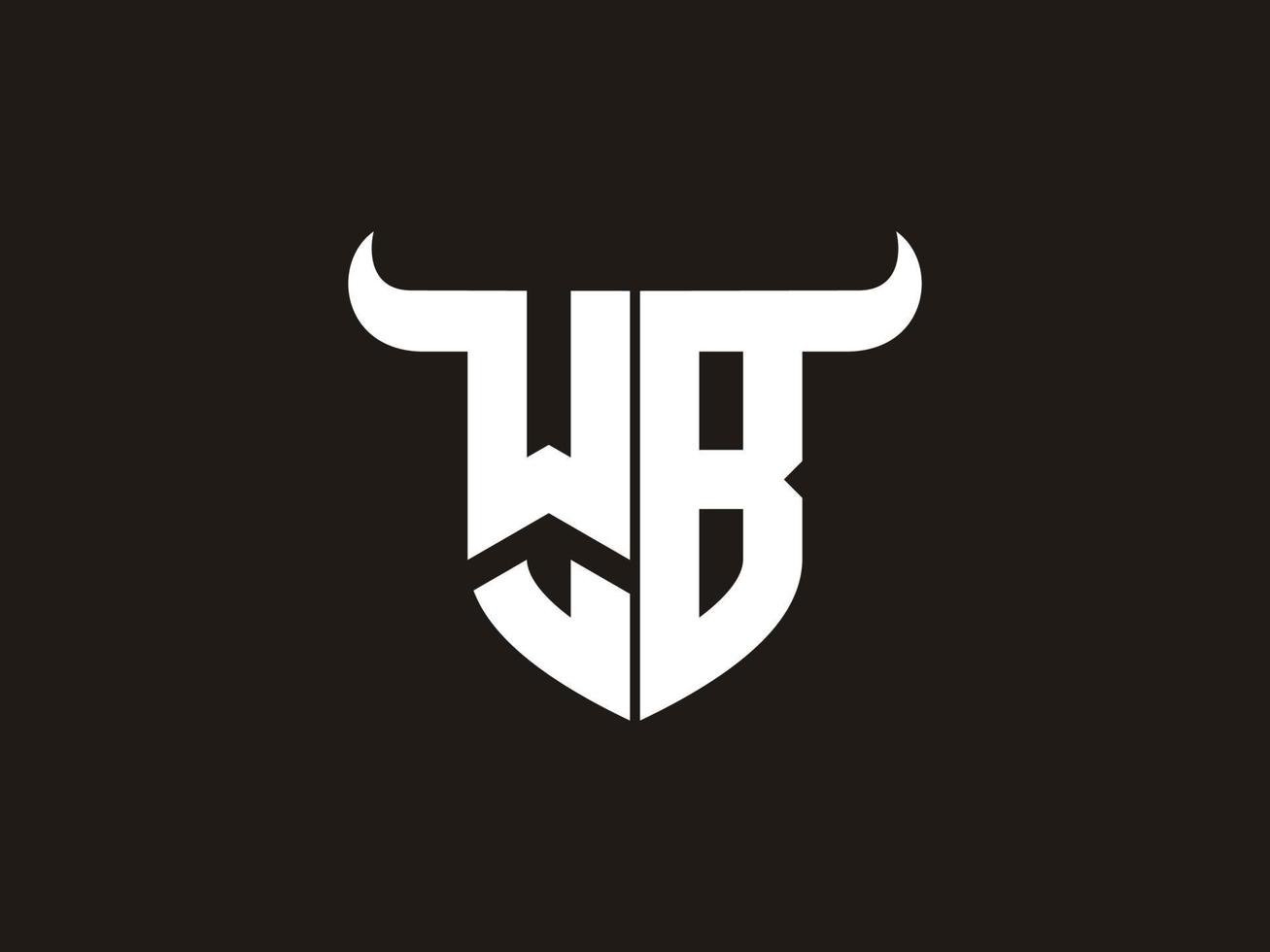 Initial WB Bull Logo Design. vector