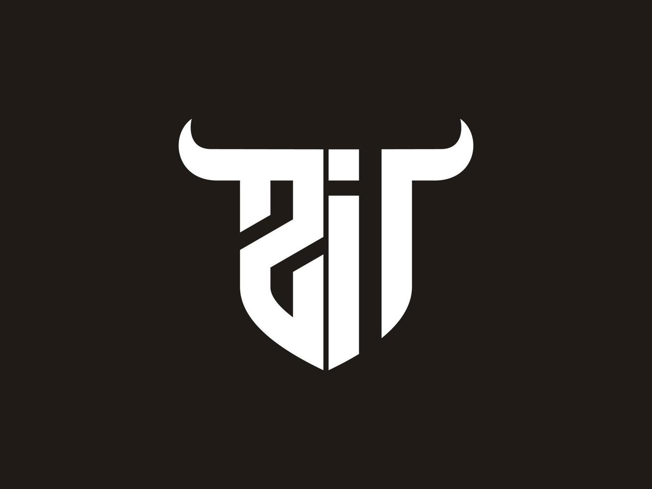 Initial ZI Bull Logo Design. vector