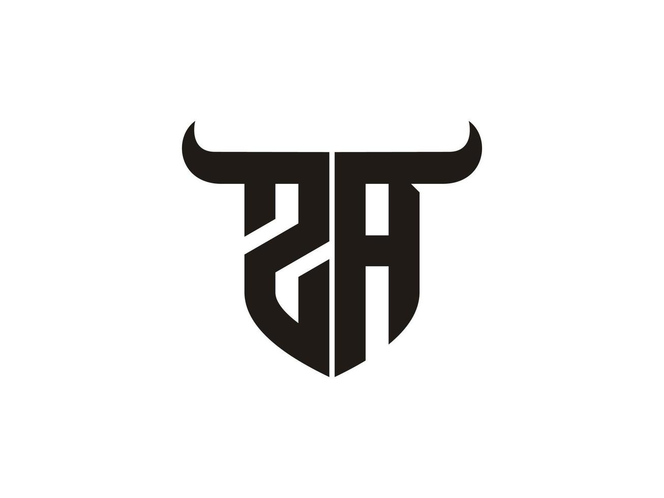 Initial ZA Bull Logo Design. vector