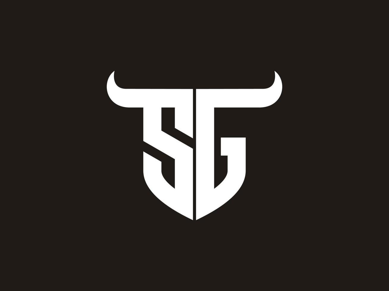 Initial SG Bull Logo Design. vector