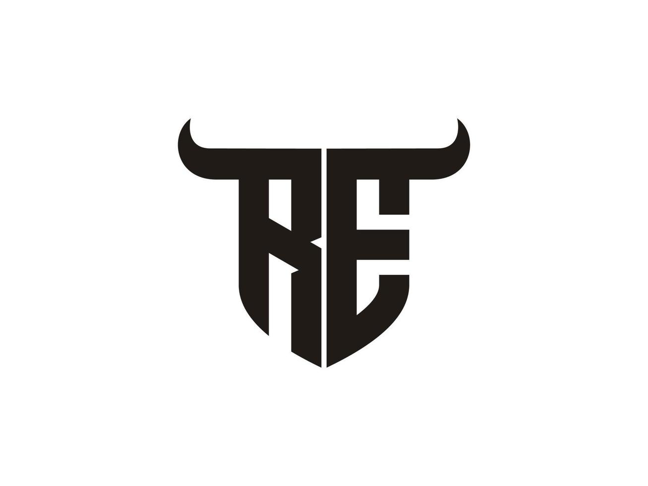 Initial RE Bull Logo Design. vector