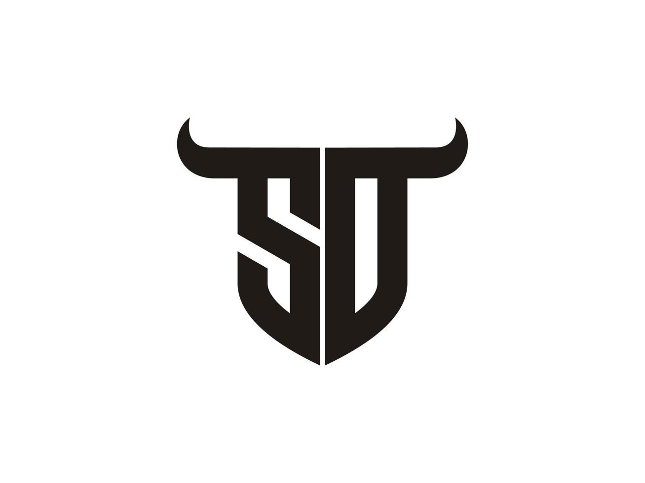 Initial SO Bull Logo Design. vector