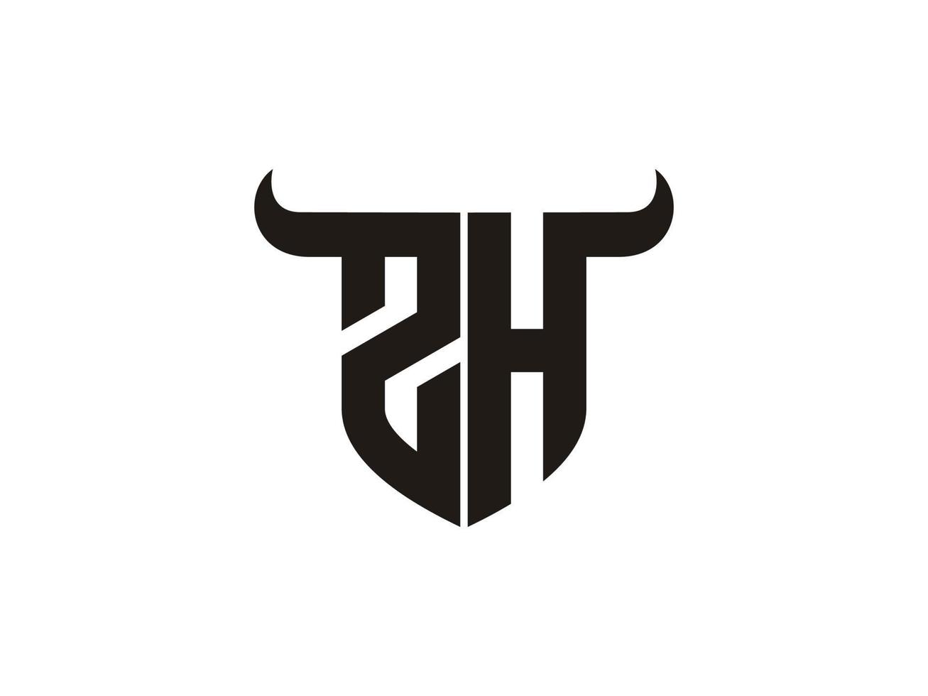 Initial ZH Bull Logo Design. vector