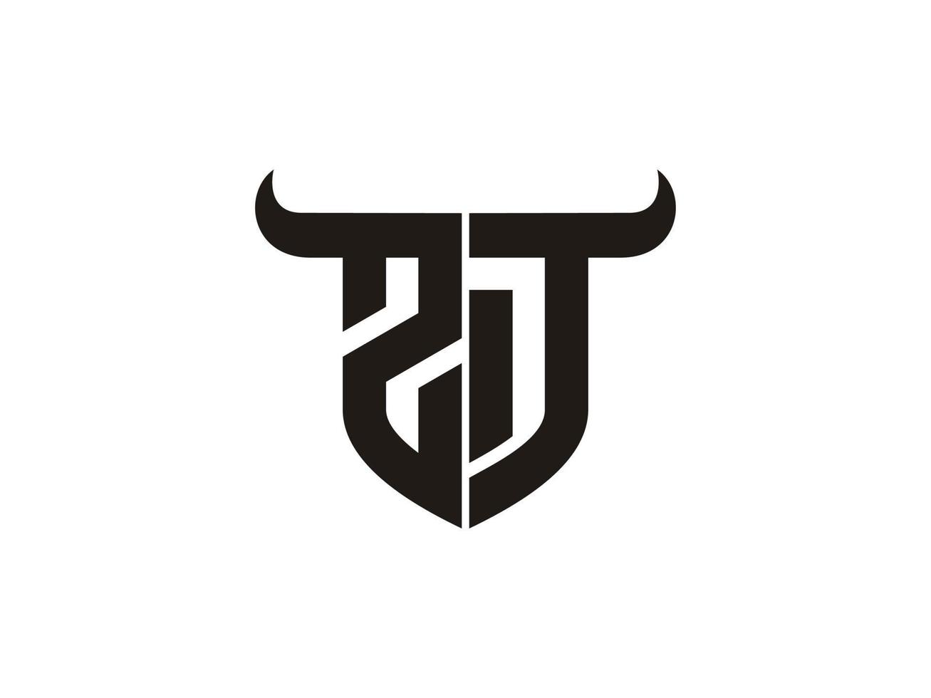 Initial ZT Bull Logo Design. vector