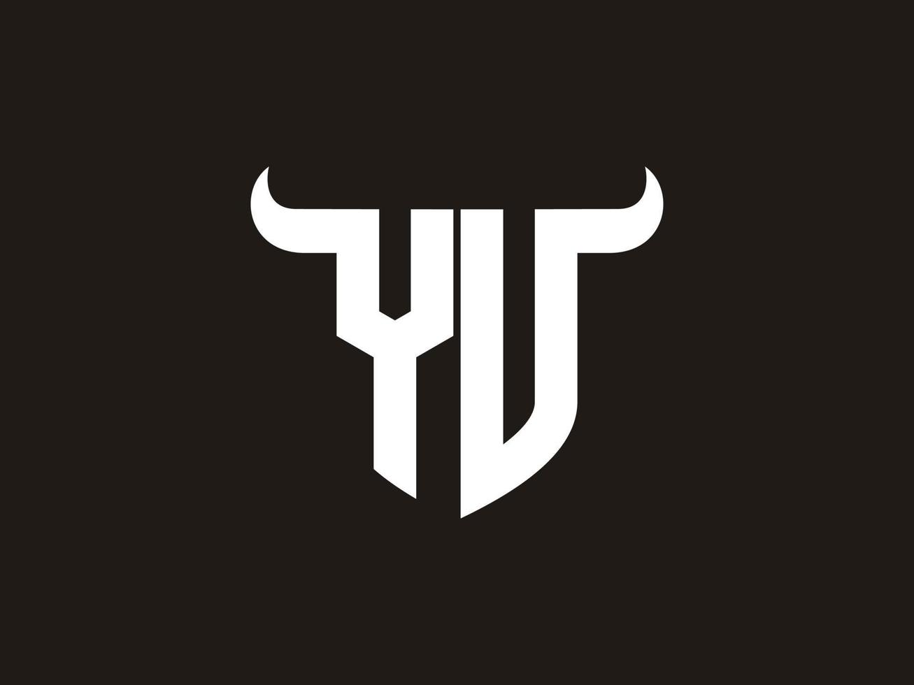 Initial YV Bull Logo Design. vector