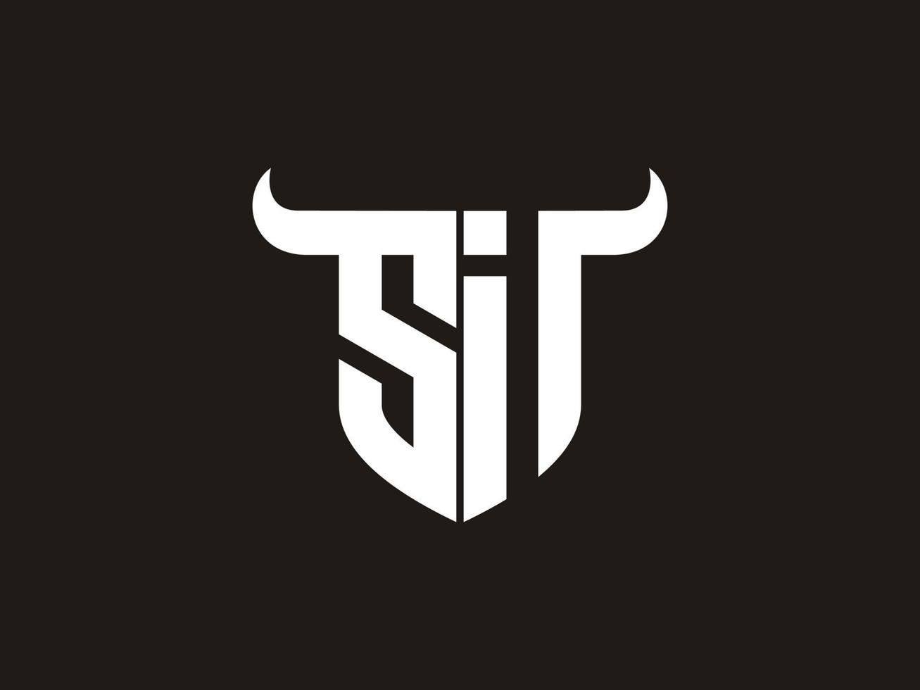 Initial SI Bull Logo Design. vector