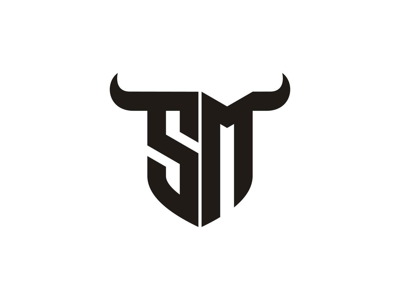 Initial SM Bull Logo Design. vector