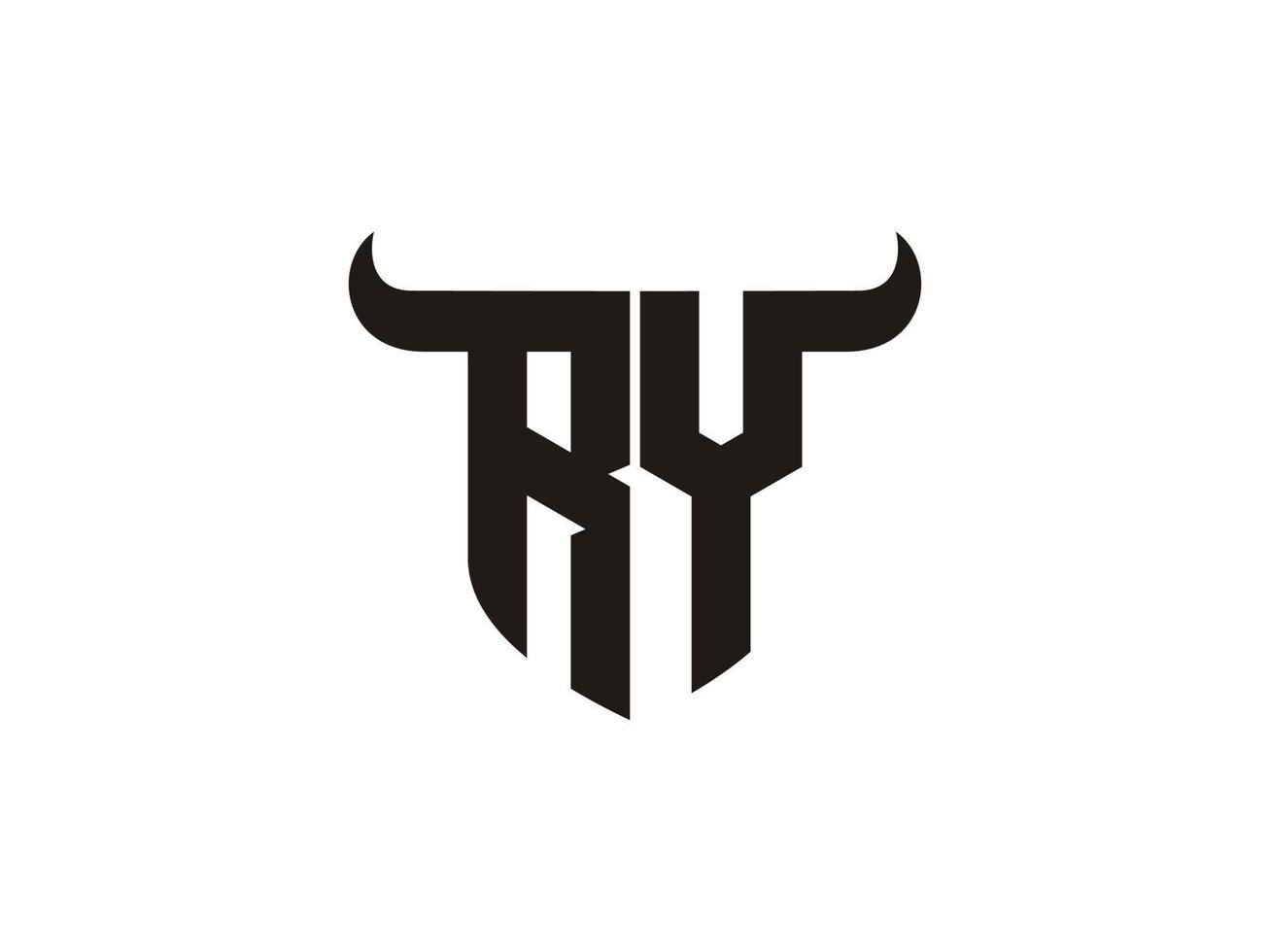 Initial RY Bull Logo Design. vector