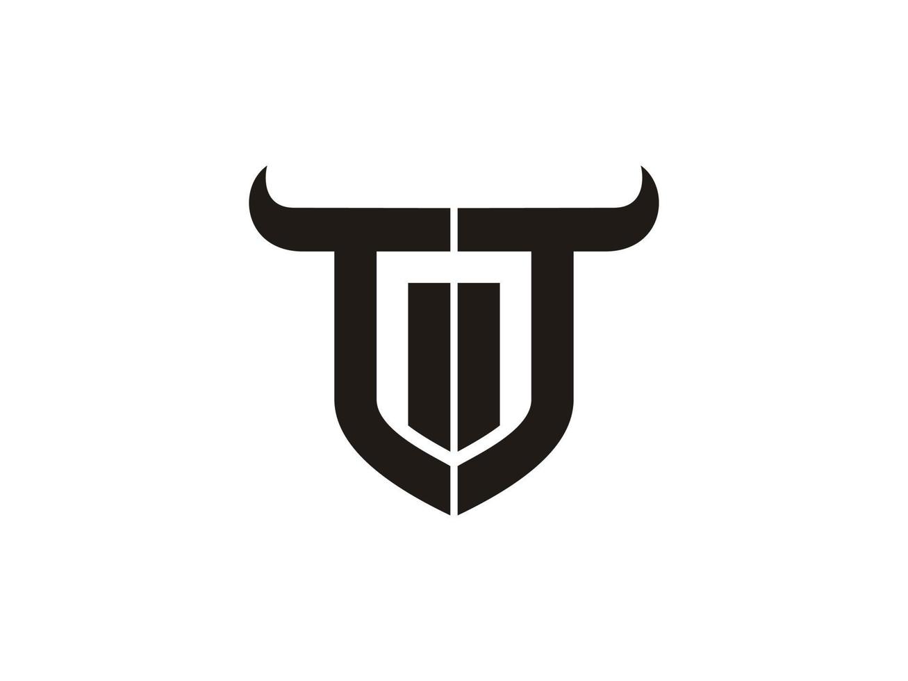Initial TT Bull Logo Design. vector