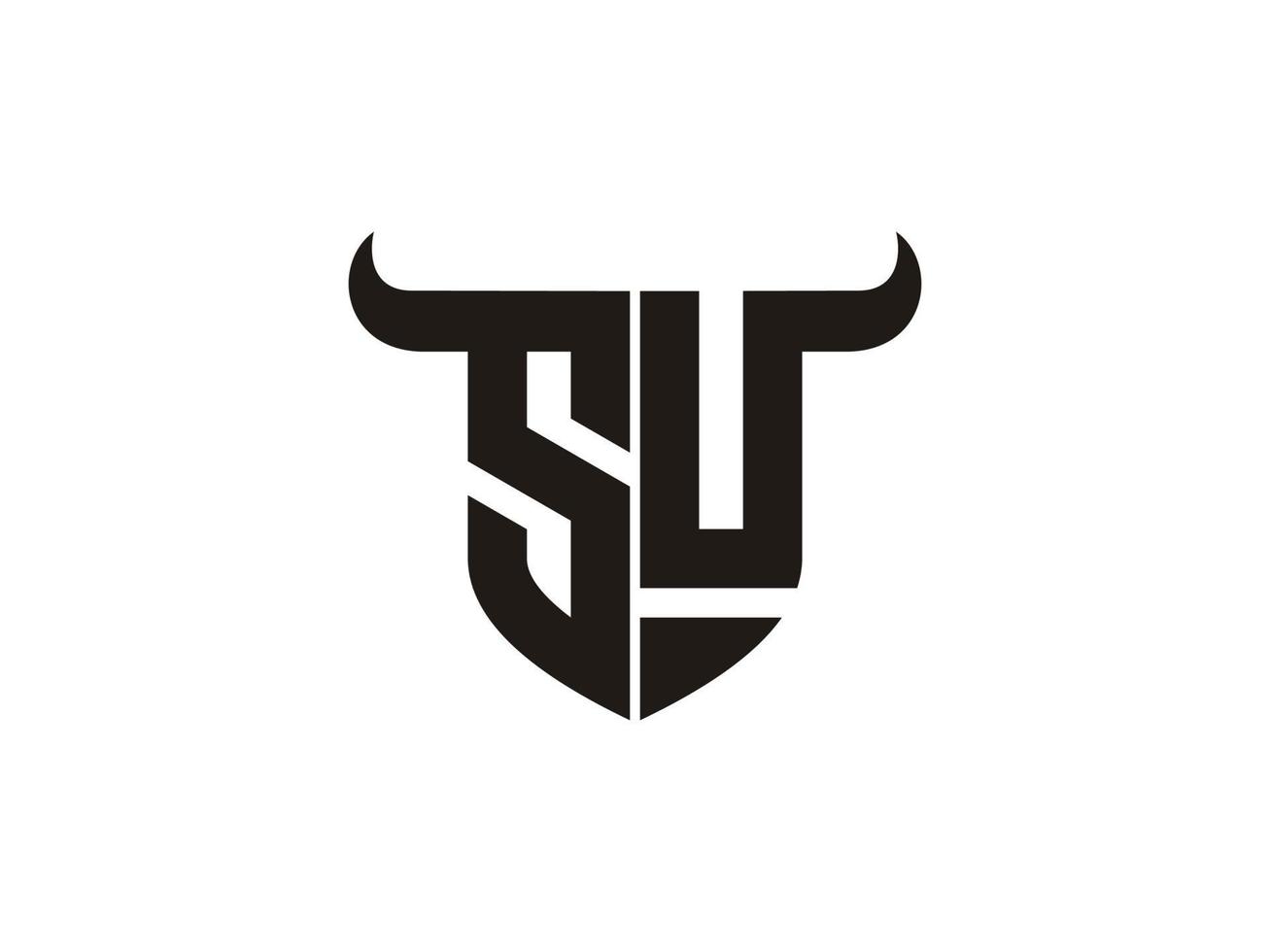 Initial SU Bull Logo Design. vector