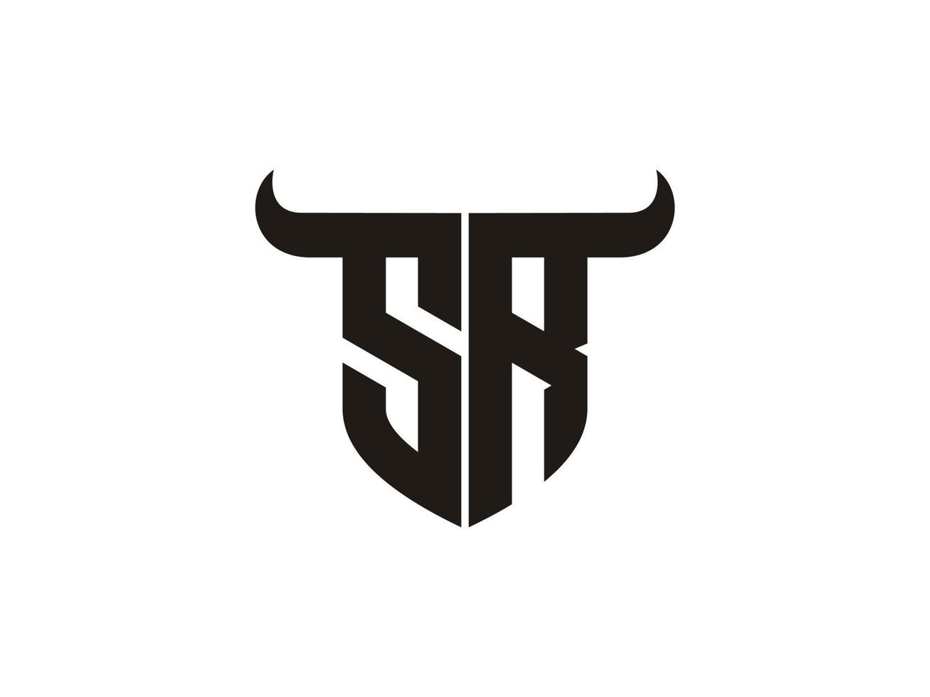 Initial SR Bull Logo Design. vector