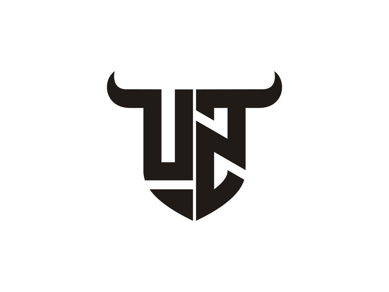 Initial UZ Bull Logo Design. vector