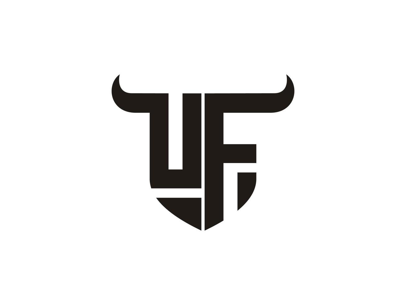 Initial UF Bull Logo Design. vector