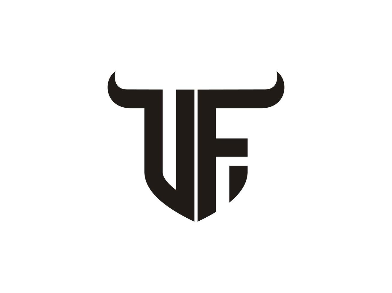Initial VF Bull Logo Design. vector