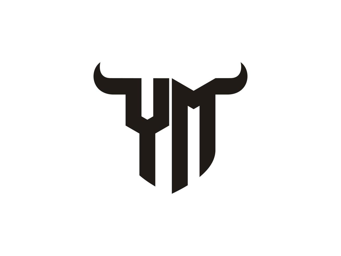 Initial YM Bull Logo Design. vector