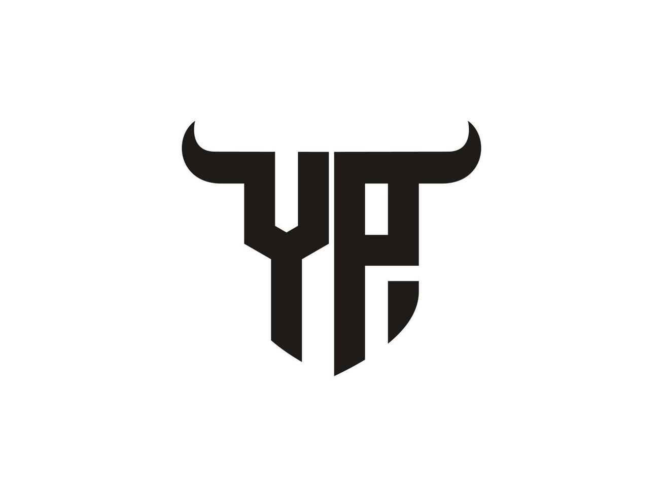 Initial YP Bull Logo Design. vector