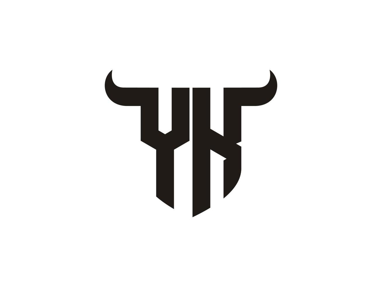 Initial YK Bull Logo Design. vector