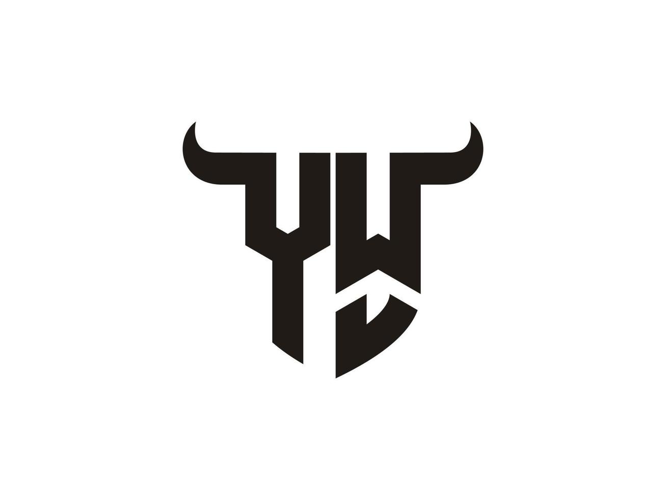 Initial YW Bull Logo Design. vector