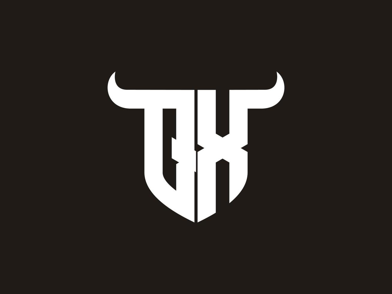 Initial QX Bull Logo Design. vector