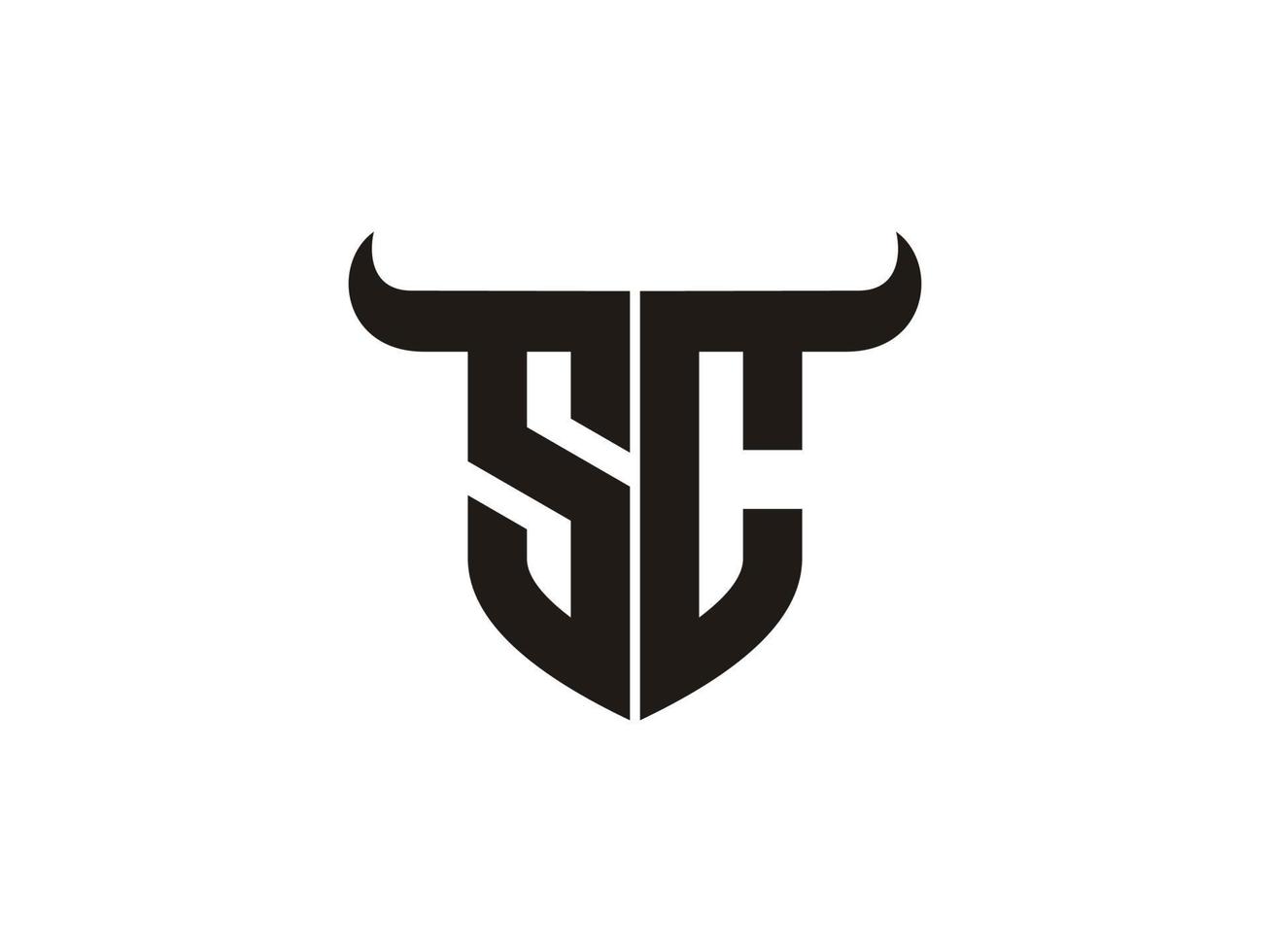 Initial SC Bull Logo Design. vector