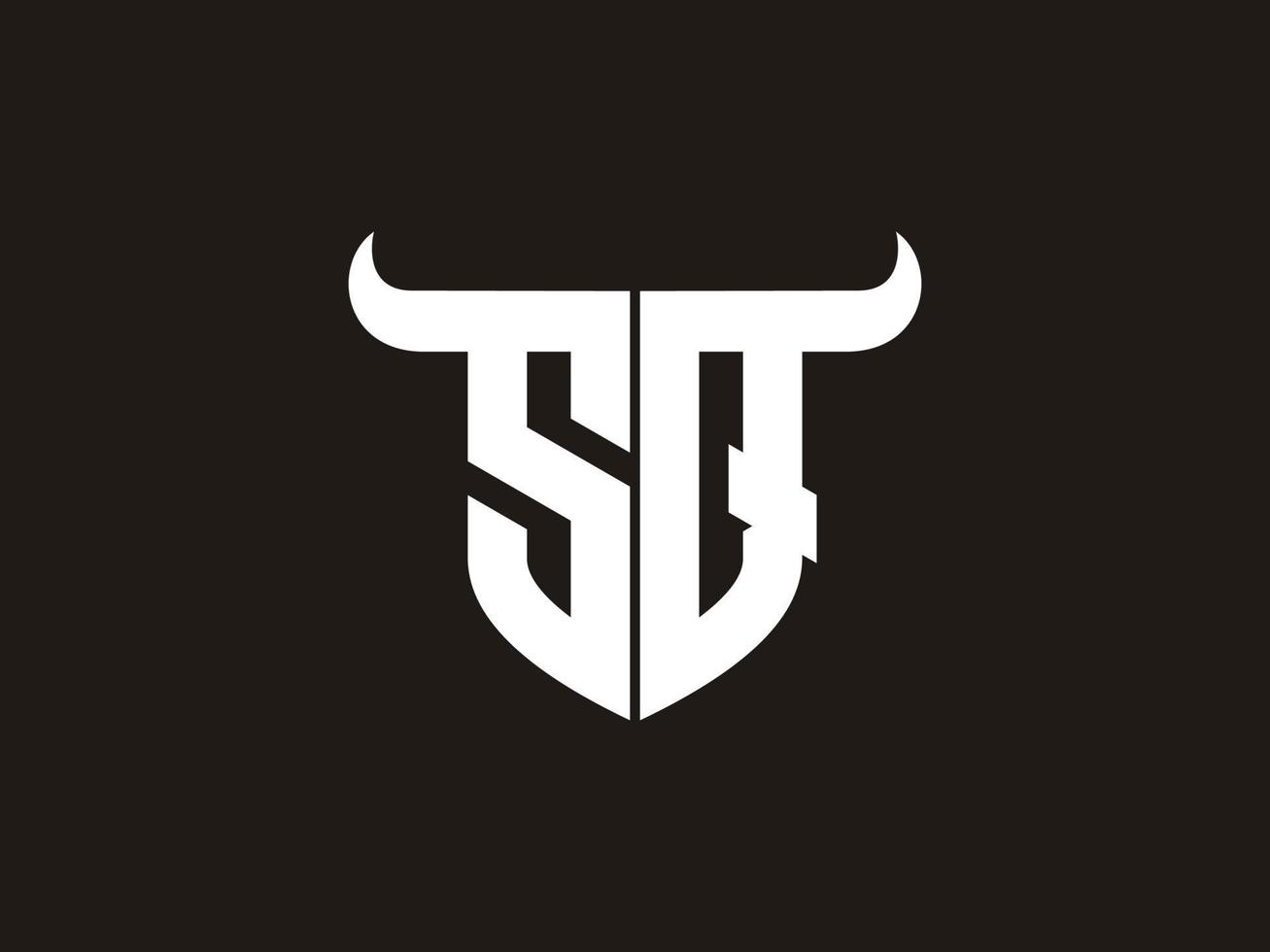 Initial SQ Bull Logo Design. vector