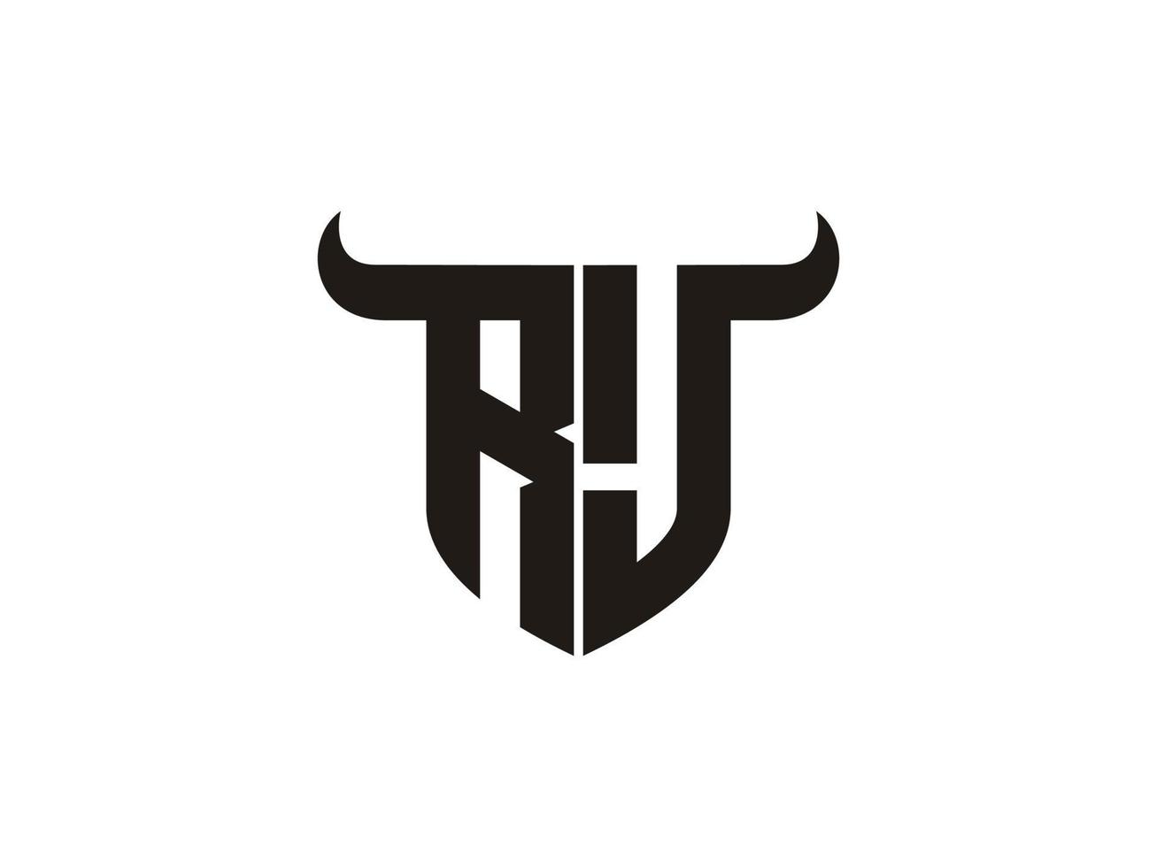 Initial RJ Bull Logo Design. vector