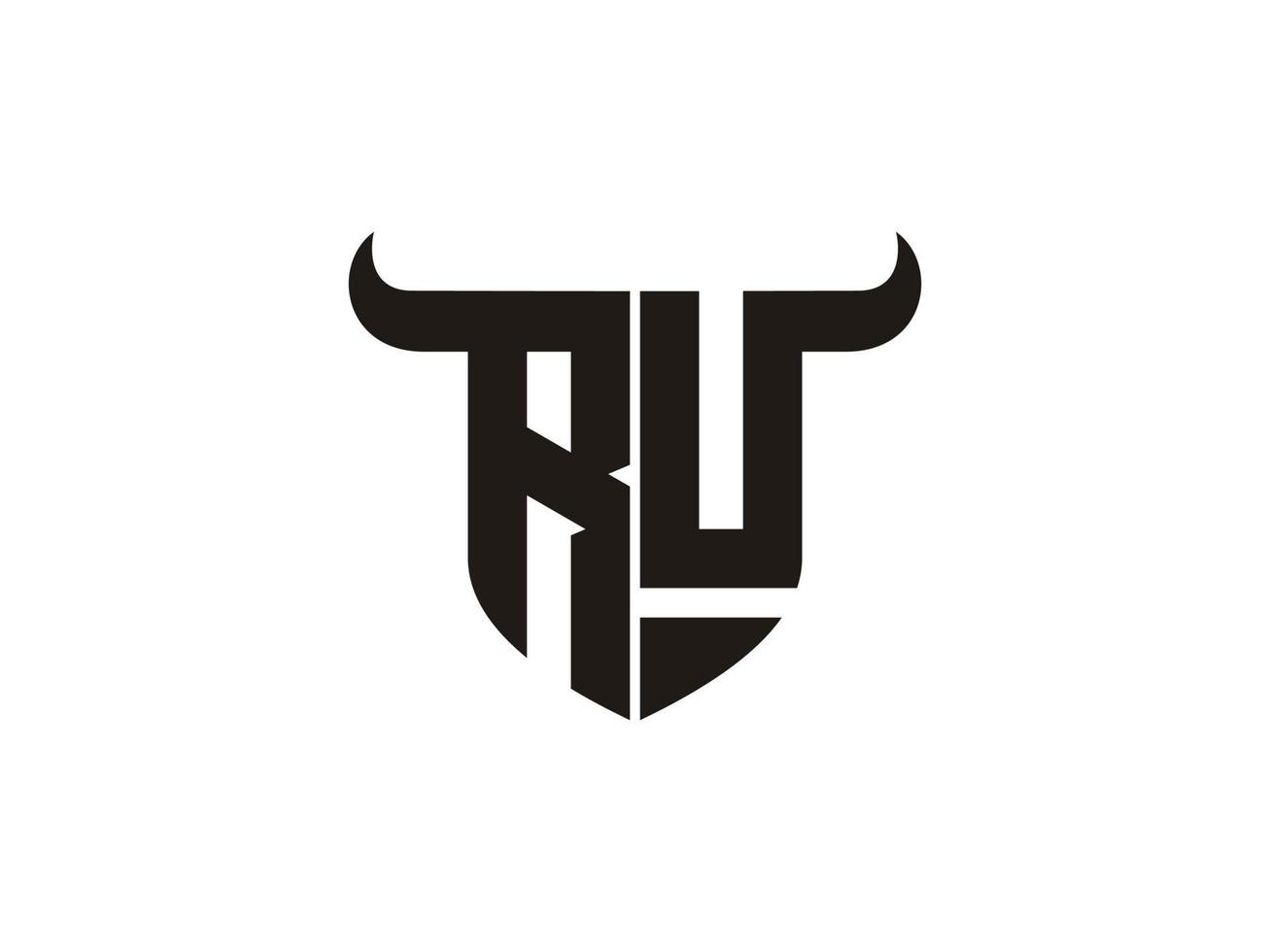 Initial RU Bull Logo Design. vector