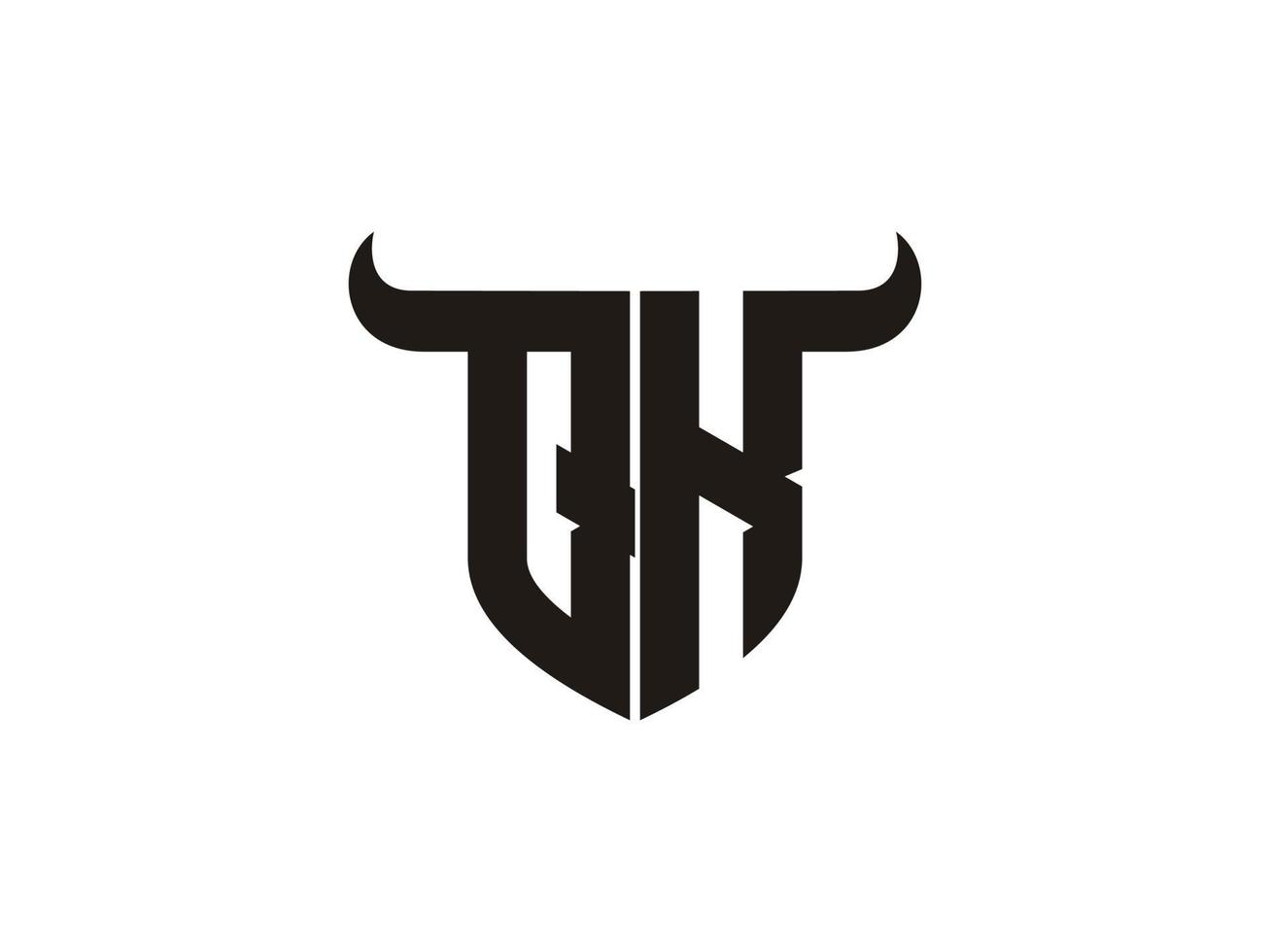 Initial QK Bull Logo Design. vector