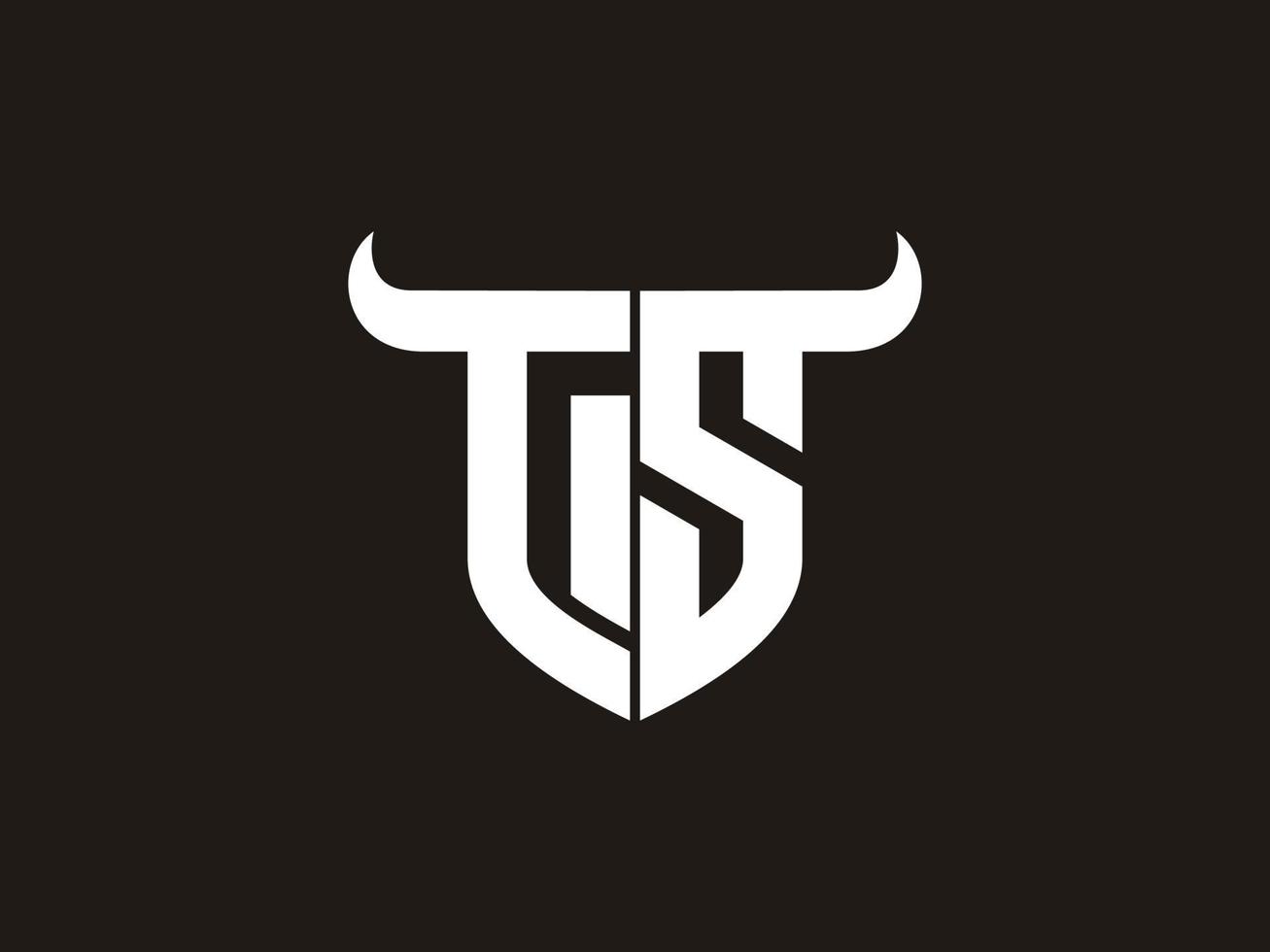 Initial TS Bull Logo Design. vector