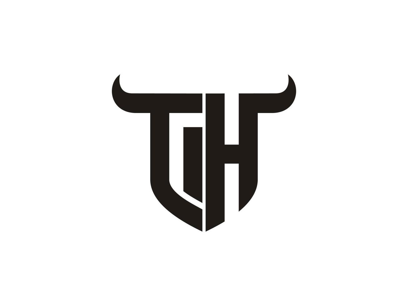 Initial TH Bull Logo Design. vector