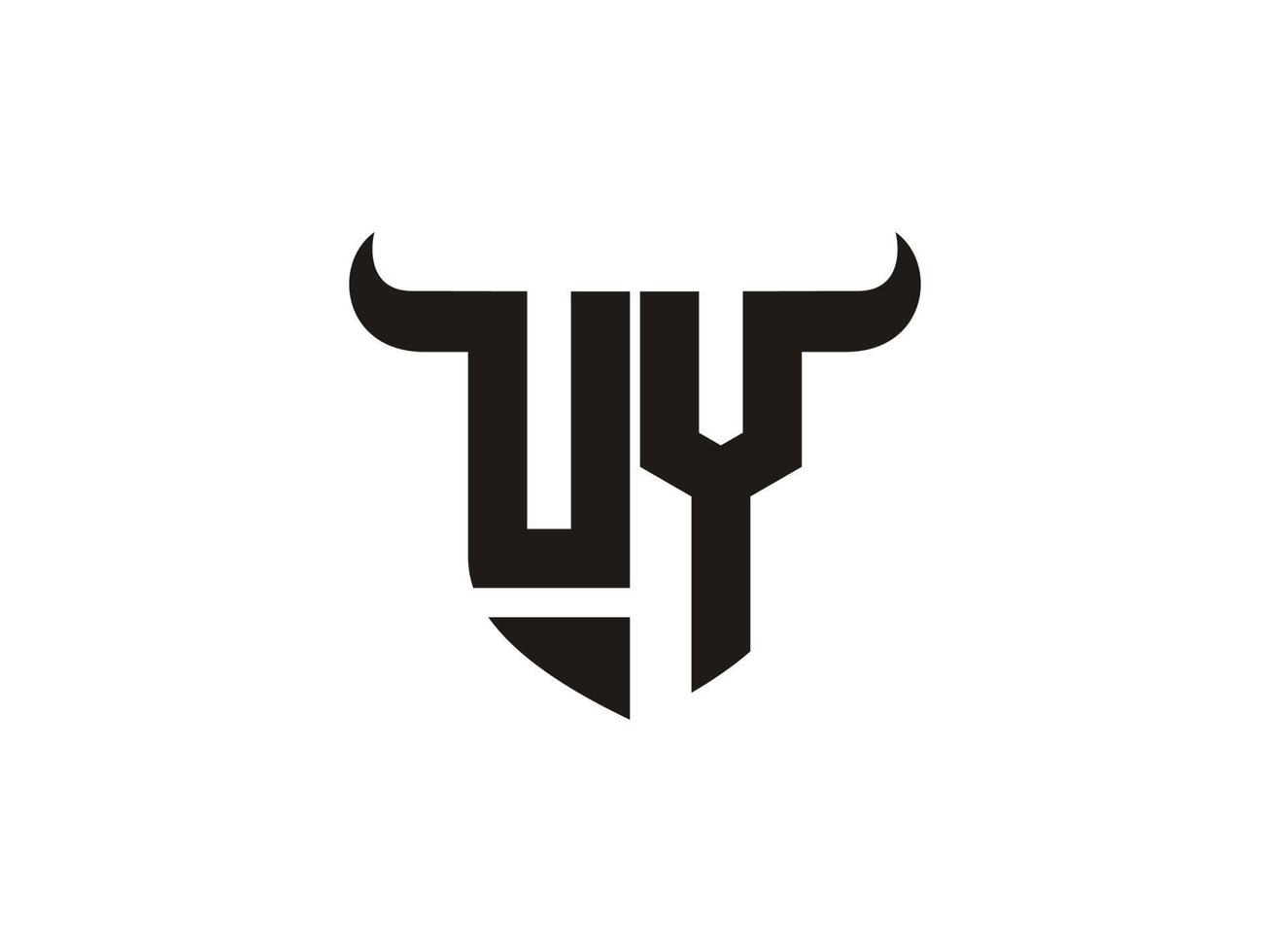 Initial UY Bull Logo Design. vector