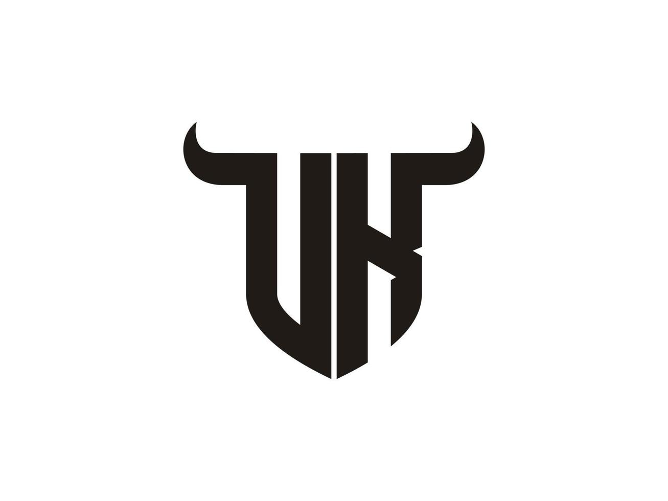 Initial VK Bull Logo Design. vector