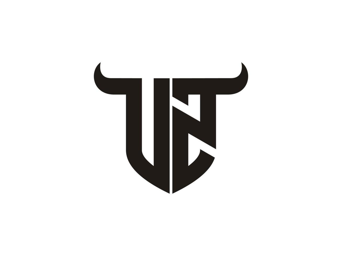 Initial VZ Bull Logo Design. vector