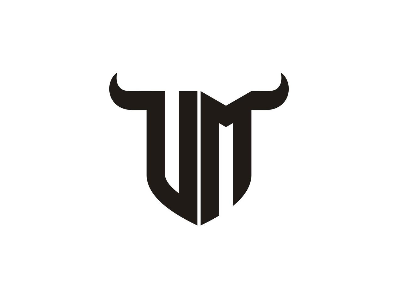 Initial VM Bull Logo Design. vector