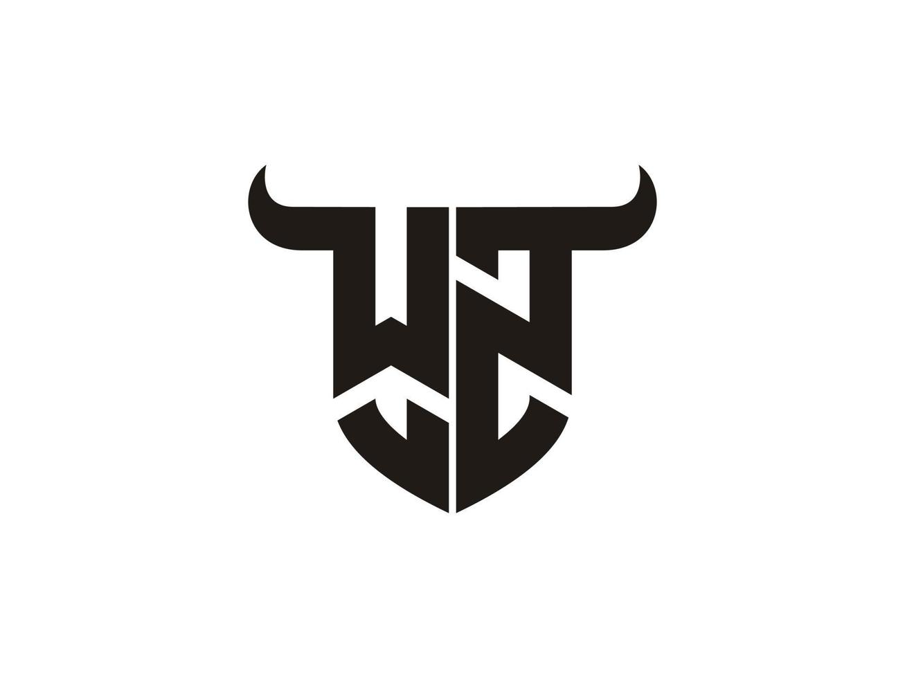 Initial WZ Bull Logo Design. vector