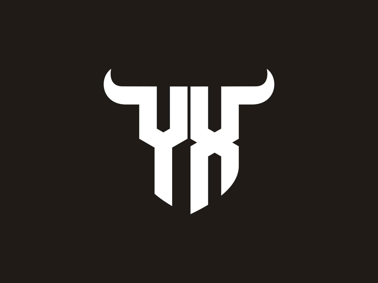 Initial YX Bull Logo Design. vector