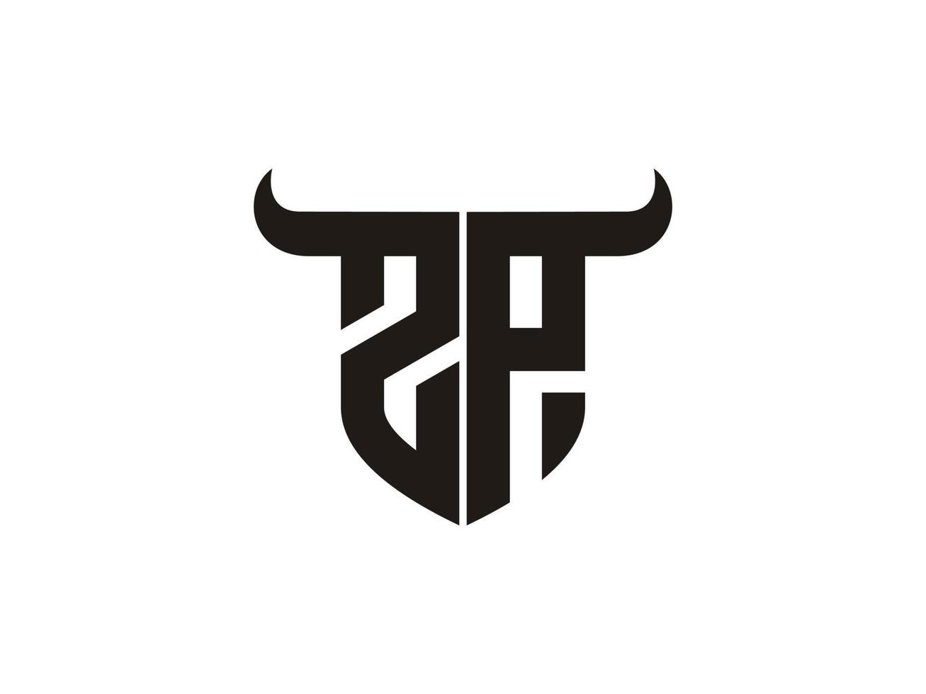 Initial ZP Bull Logo Design. vector