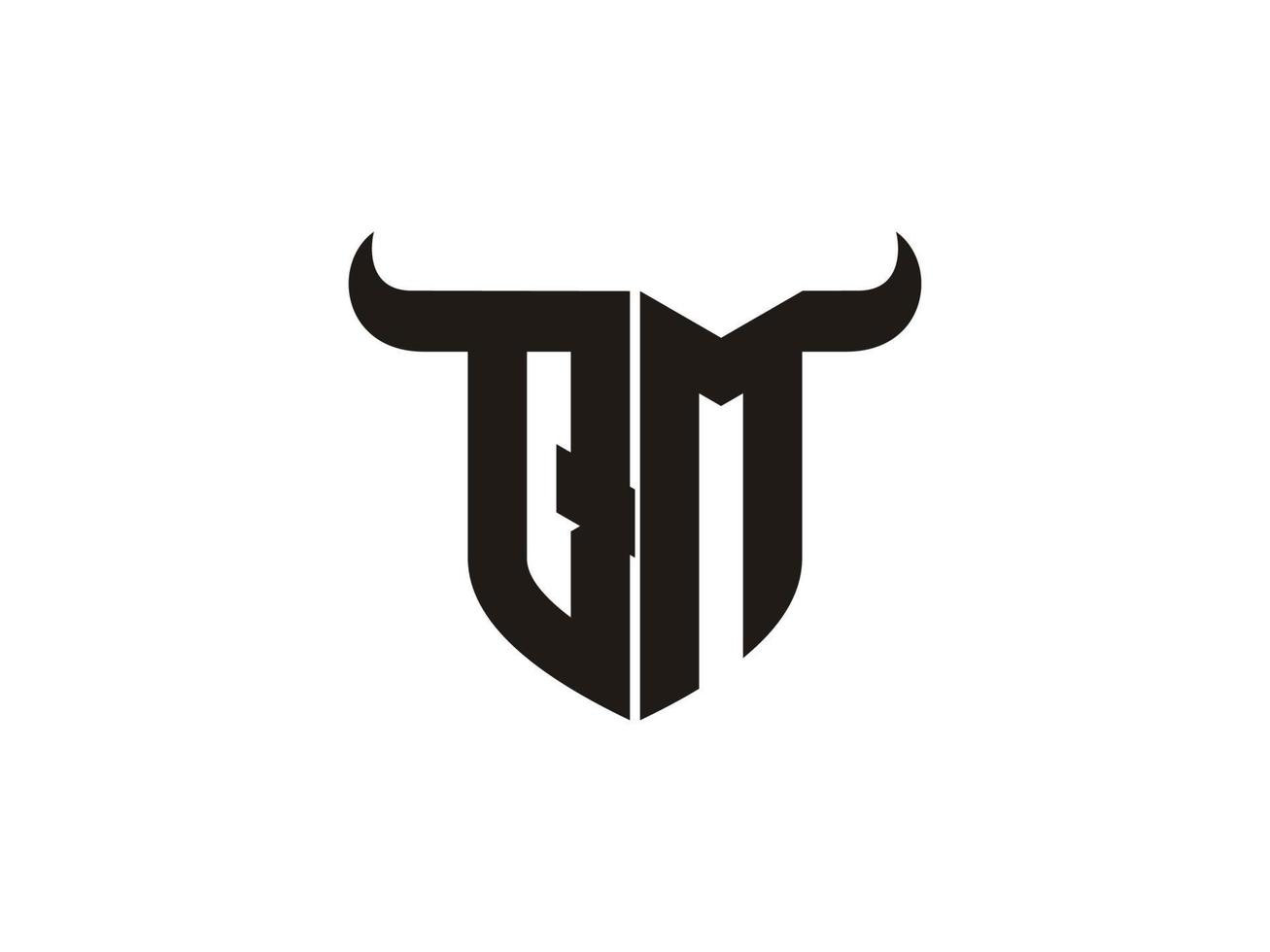 diseño inicial del logo del toro qm. vector