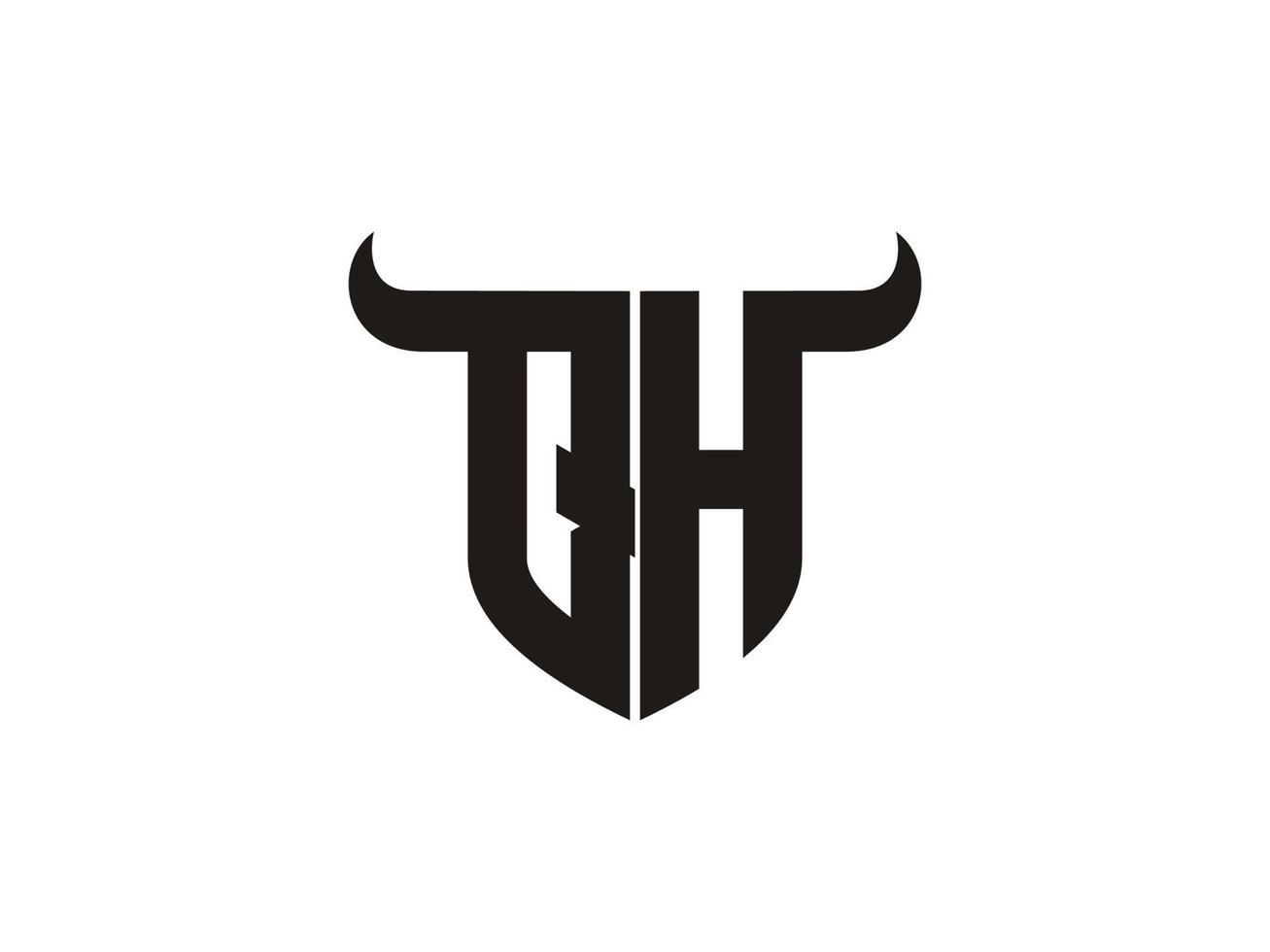 Initial QH Bull Logo Design. vector