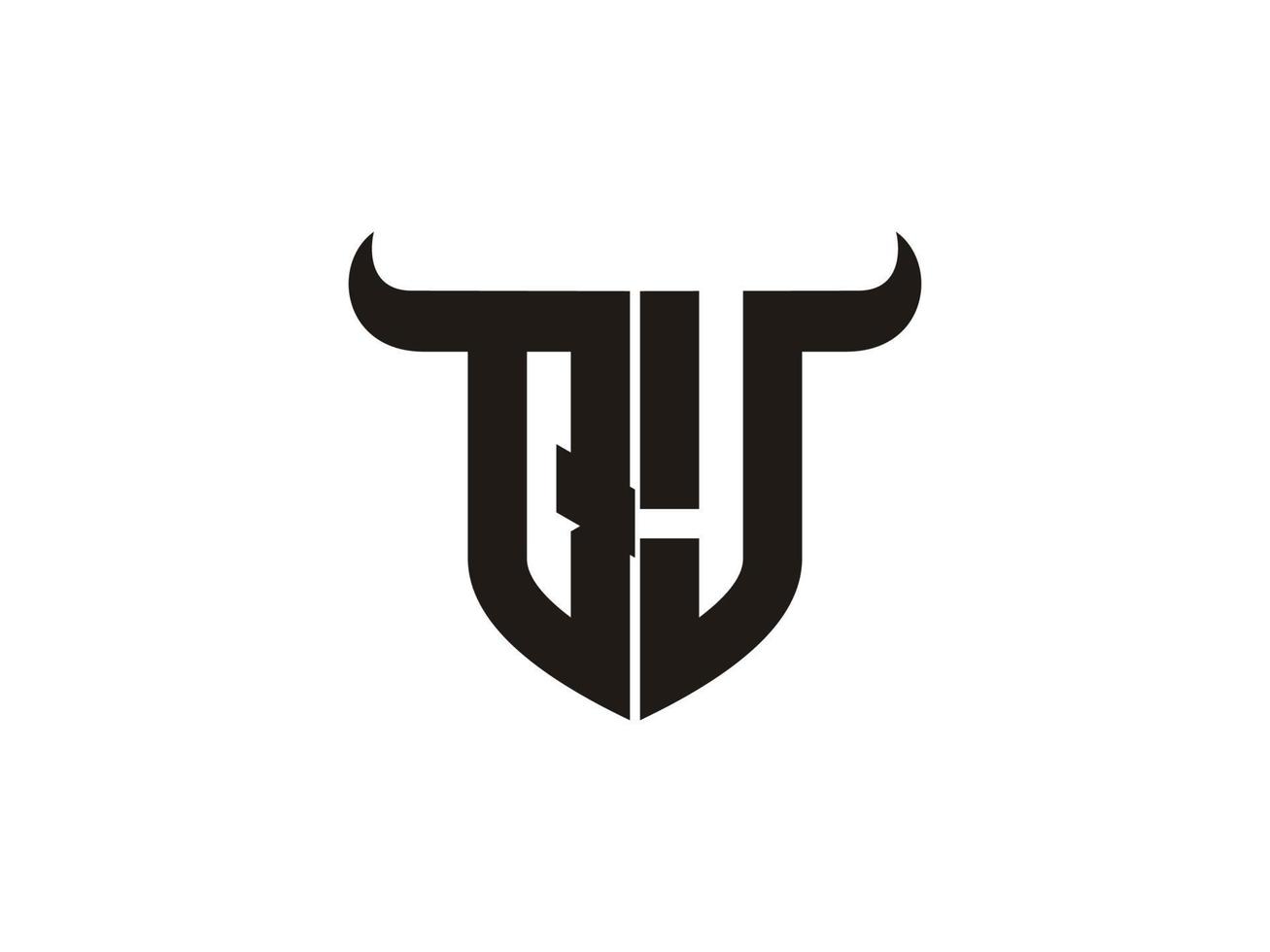 Initial QJ Bull Logo Design. vector