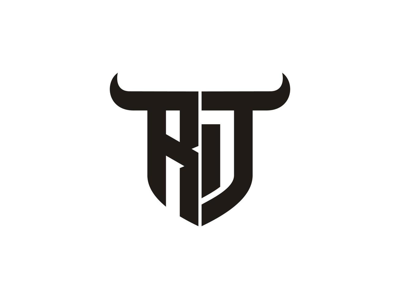 Initial RT Bull Logo Design. vector