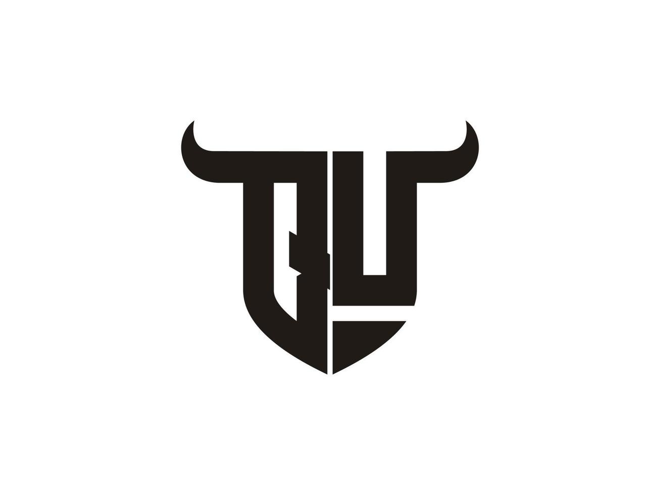 Initial QU Bull Logo Design. vector