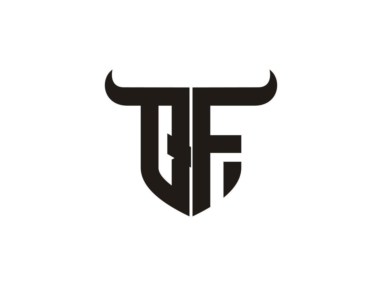 Initial QF Bull Logo Design. vector