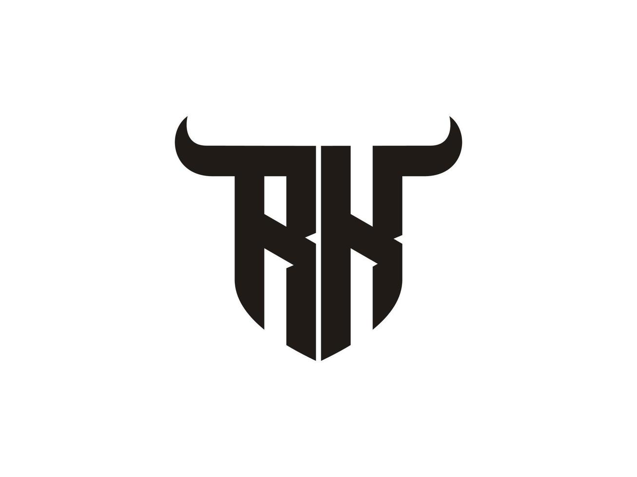 Initial RK Bull Logo Design. vector