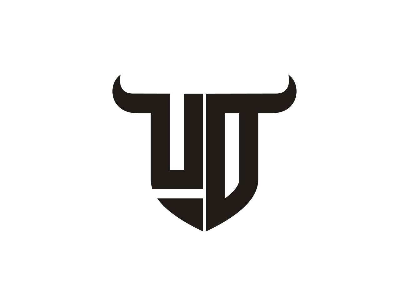 Initial UO Bull Logo Design. vector