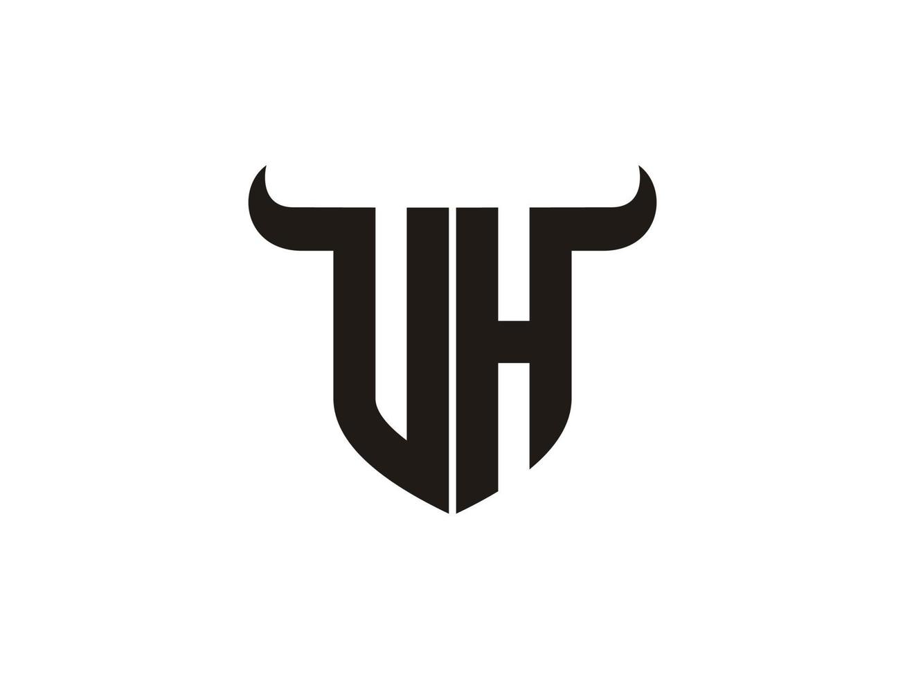 Initial VH Bull Logo Design. vector